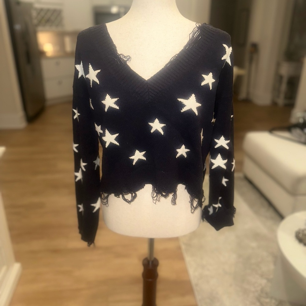 Wild Honey Distressed Star Sweater